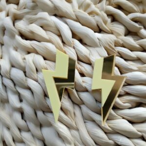 Pendientes rayo amarillo pastel y dorado